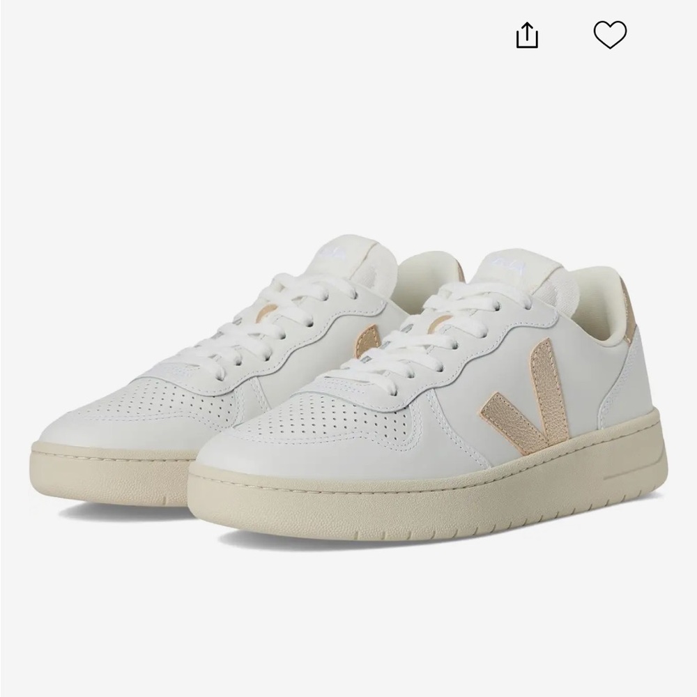 VEJA Leather Sneakers Extra White Platine V 10 Prime Womens Trendy Sz US 8